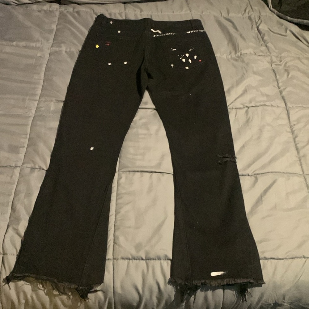 Gallery Dept Black Flared Paint Splatter Ripped Jeans Men’s 32 - Picture 3 of 4